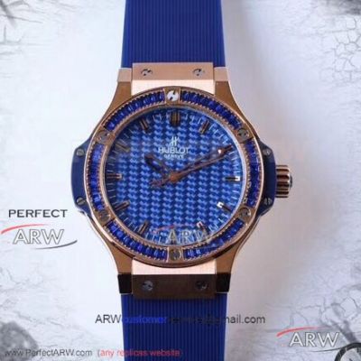 HB Factory Hublot Big Bang Tutti Frutti Blue 38 MM Diamond Bezel Swiss Quartz Ladies Watch